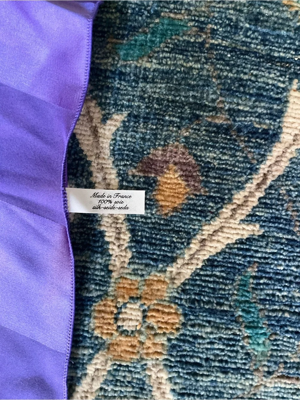Silk Scarf Purple Floral French